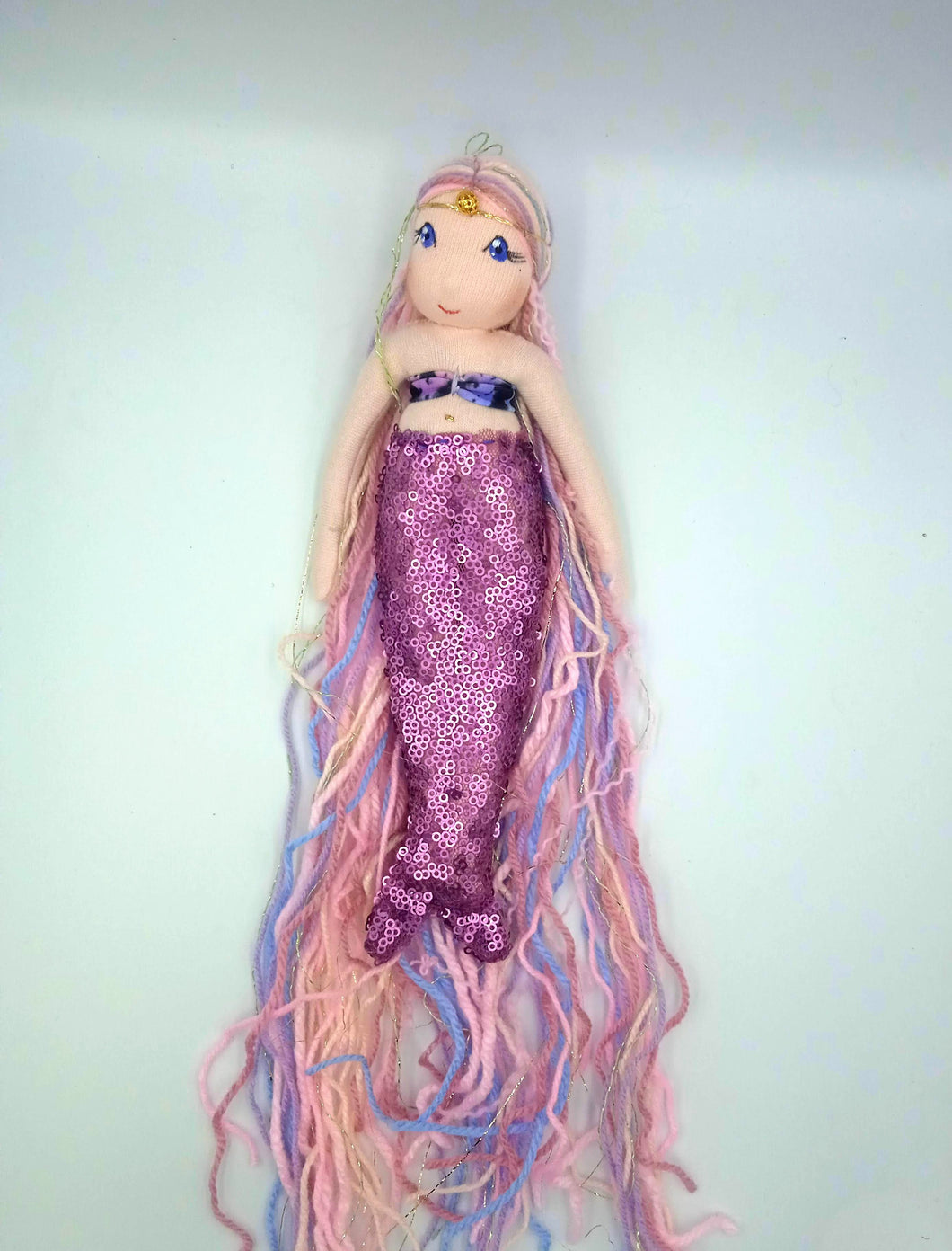 Stoffpuppe Meerjungfrau-Prinzessin hell - lila